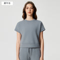 Summer new round neck loose running sports short sleeve women's cropped drop shoulder fitness yoga t-shirt d25022