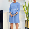 D595 in-stock european and american women's clothing cross-border  new style three-quarter sleeve fashionable elegant pleated export dress