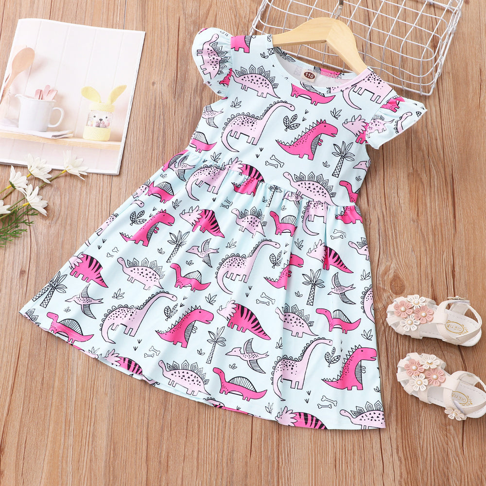 fashionexport children's clothing flying sleeve dinosaur dress