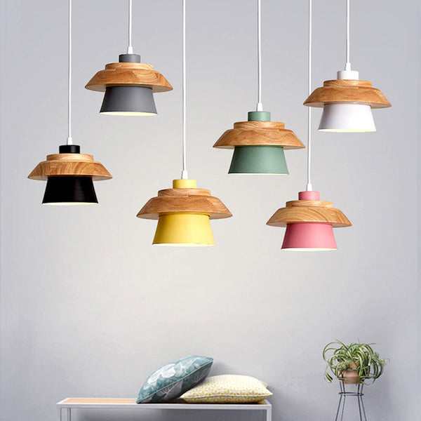 Nordic creative chandelier dining room light Japanese wood art bedroom living room wrought iron LED chandelier Japanese log chandelier