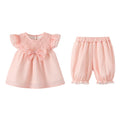 Girls' outfit  new sweet style baby girl clothes two-piece set children's lightweight princess summer clothing