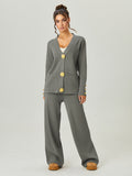 Premium chanel-inspired two-piece set for women: versatile knitted cardigan with metal button detail and casual pants - perfect for autumn and winter