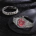 Silver red + silver cuban bracelet