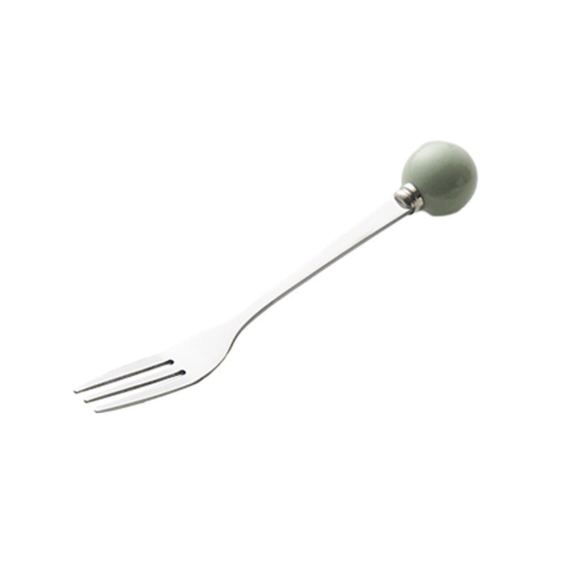Cream style ceramic fruit fork light luxury set high appearance stainless steel fruit pick home decoration storage tube wholesale