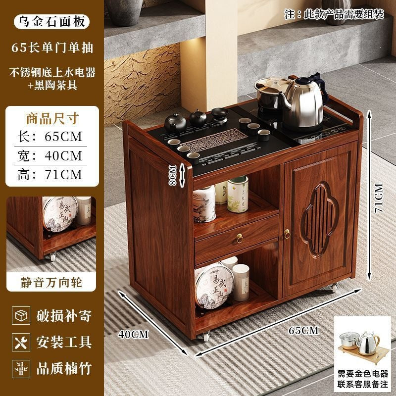Movable tea table tea table small for home tea making and water boiling all-in-one kung fu tea set tea cabinet tea cart coffee table