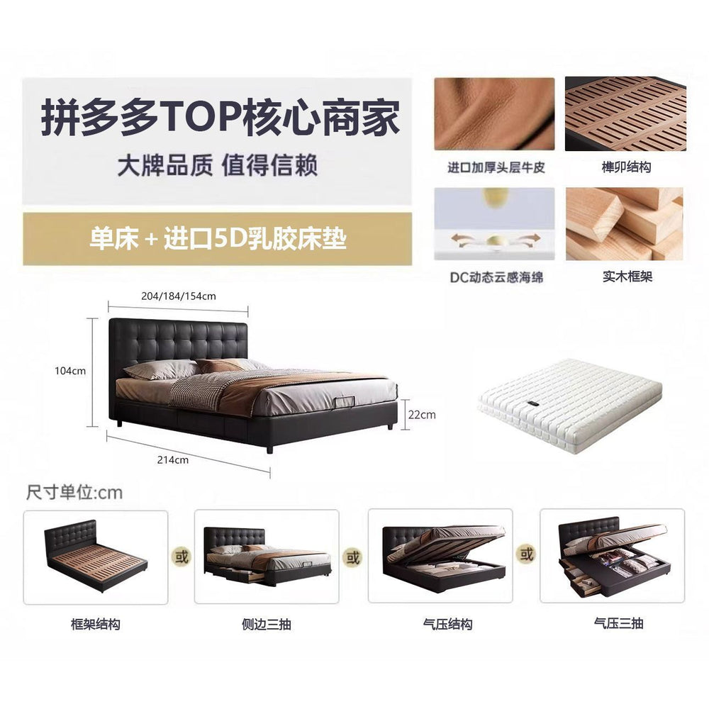 Big tree island home french retro storage waffle grids bed master bedroom bed italian light luxury black medieval style bed high box