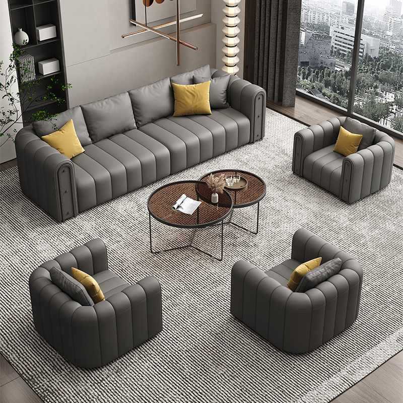 Nordic business lounge sofa and coffee table set - ideal for hotel lobbies, clubs, and reception areas - straight-row negotiation sofa table and chairs