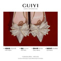 Flats french champagne color wedding shoes fall and winter women's bridal shoes 2025 new arrival hexiu wedding dress two-wear engagement high heels