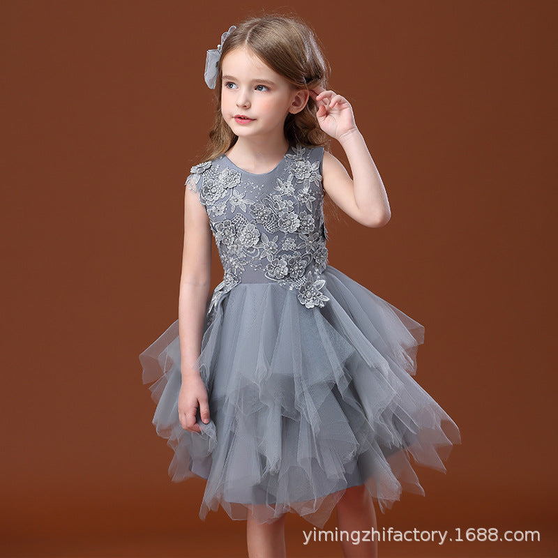 Kids dressfashionpersonalized vest princess dress embroidered girl costume tutu skirt girl dresses
