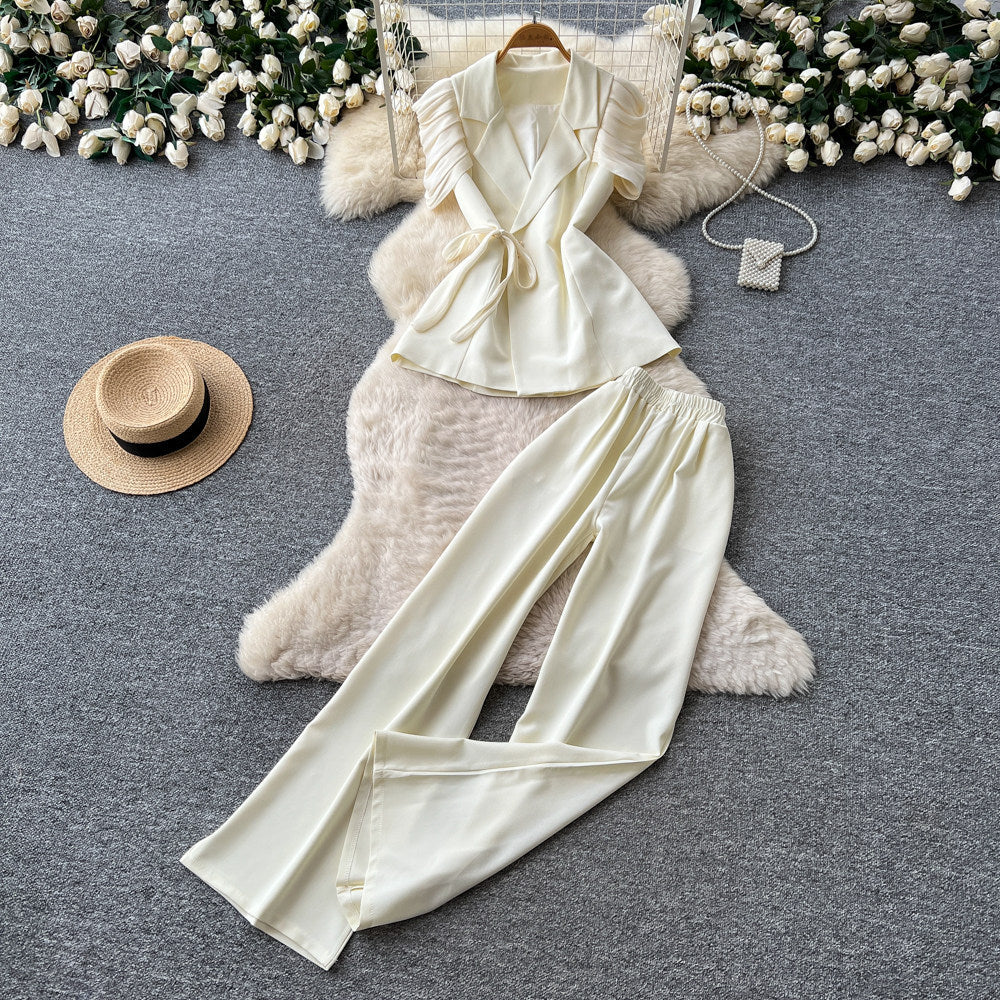 Lightly mature elegance style red strap suit women's springwork clothing suit collar classy sense slimming lookfashion outfit