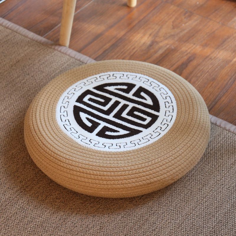 Futon pouf, tatami floor, bay window, retro coffee table, pouf, living room floor cushion, hemp rope meditation stool