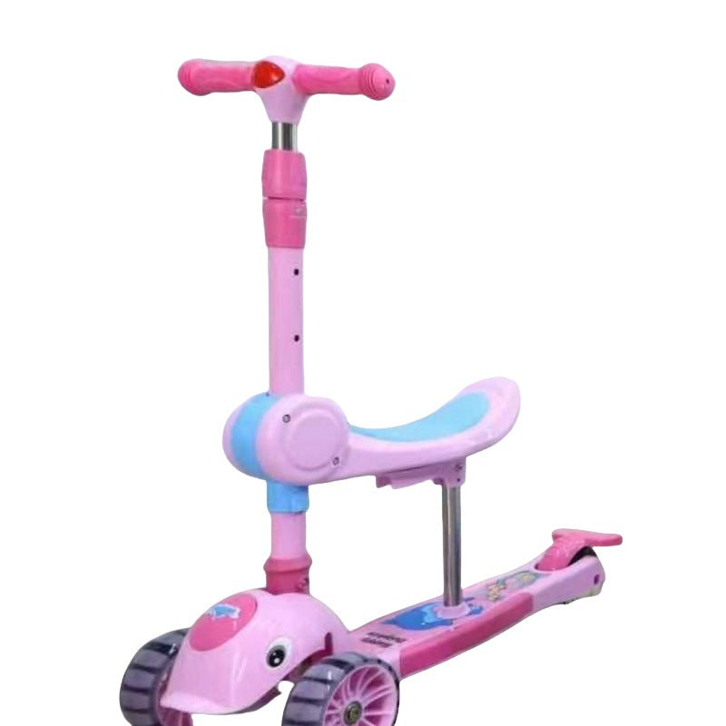 Foldable children's scooter 2-8 years old three-wheeled flash scooter rocking car walker can sit and ride baby car