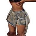 Amazon tiktok pinduoduo export cross-border plus size women's clothing retro distressed denim culottes women's summer