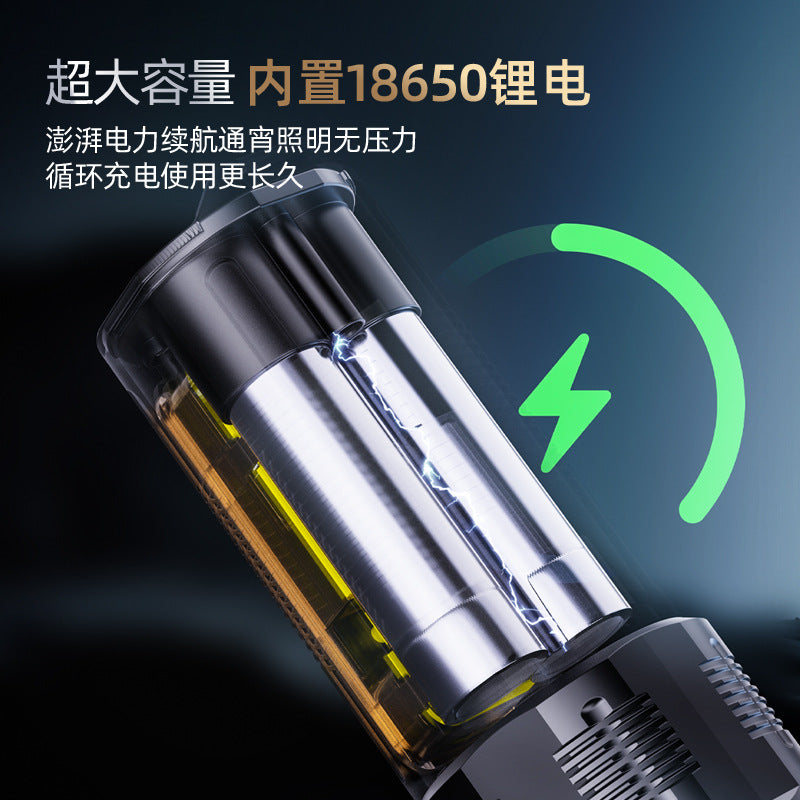 Cross-border new strong light flashlight usb charging outdoor lighting 30W white laser flashlight with COB work light