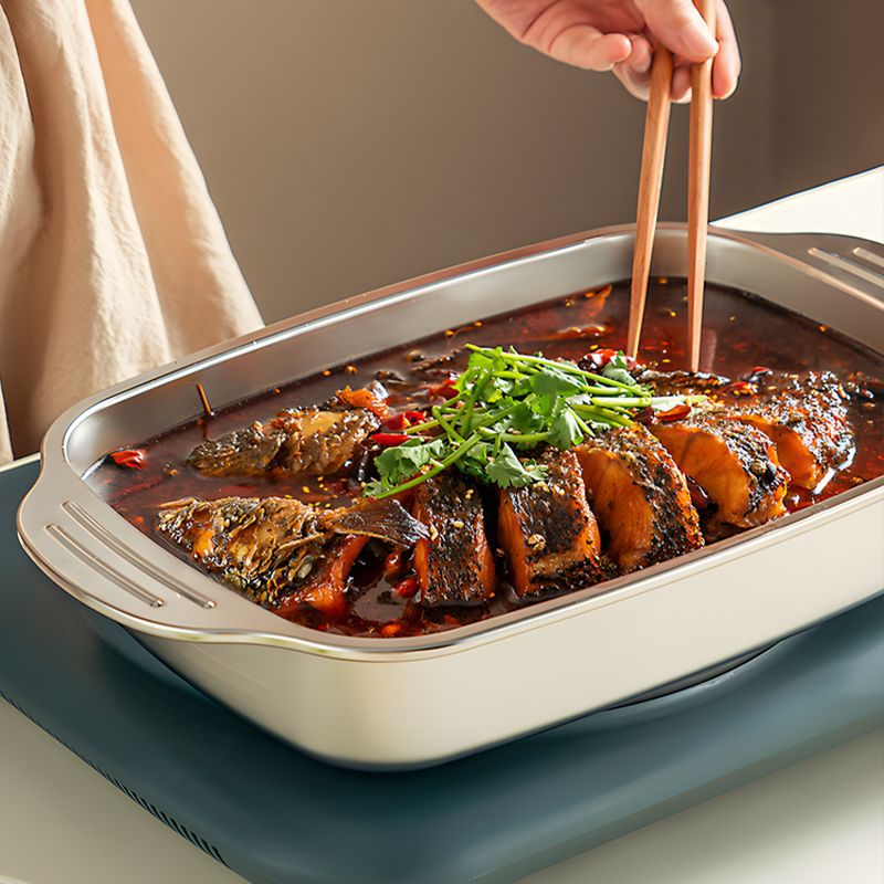 Commercial grilled fish oven, grilled fish pan, stainless steel grilled fish tray, rectangular tray, universal for home induction cookers and gas stoves