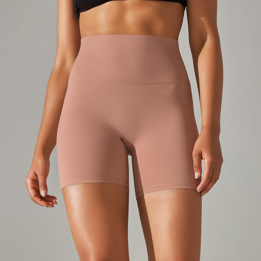 New arrival no awkward line nude high waist yoga pants women's double-sided brushed peach butt tight sports three-quarter pants