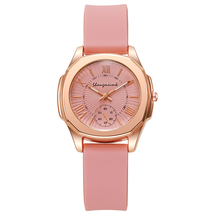 Trendy korean style quartz watch for women - elegant wristwatch with silicone strap - wholesale student watches