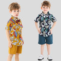 Export children's clothing boys shirt beach style vacation floral shirt short-sleeved hawaiian boys shirt children's clothing kidssuit