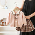 Girls' sweater set - new autumn/winter collection: adorable cartoon lace knit cardigan two-piece outfit for little girls