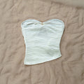 new european and american solid color bandeau sexy tank top women's pure desire vacation style top