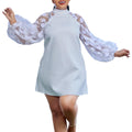 D3203 cross-border fashion women's dress - european & american  style, african-inspired, loose fit, mesh panel, export quality