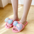 Girly cute ins-style cotton slippers - indoor/outdoor flat-floor home warm autumn/winter bowknot fuzzy slippers