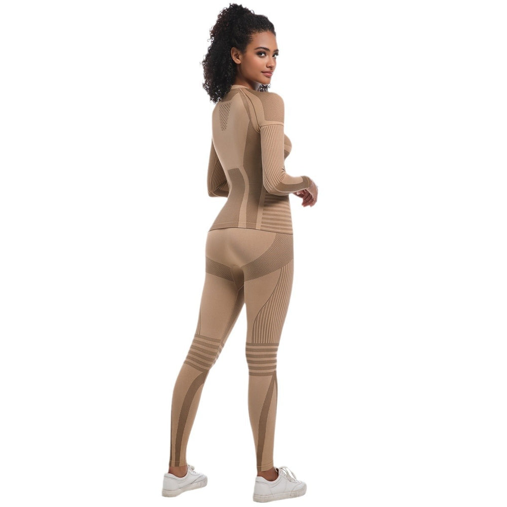 European and american new arrival seamless yoga set - breathable, quick-drying long sleeve activewear for sports, skiing, outdoor running, and fitness