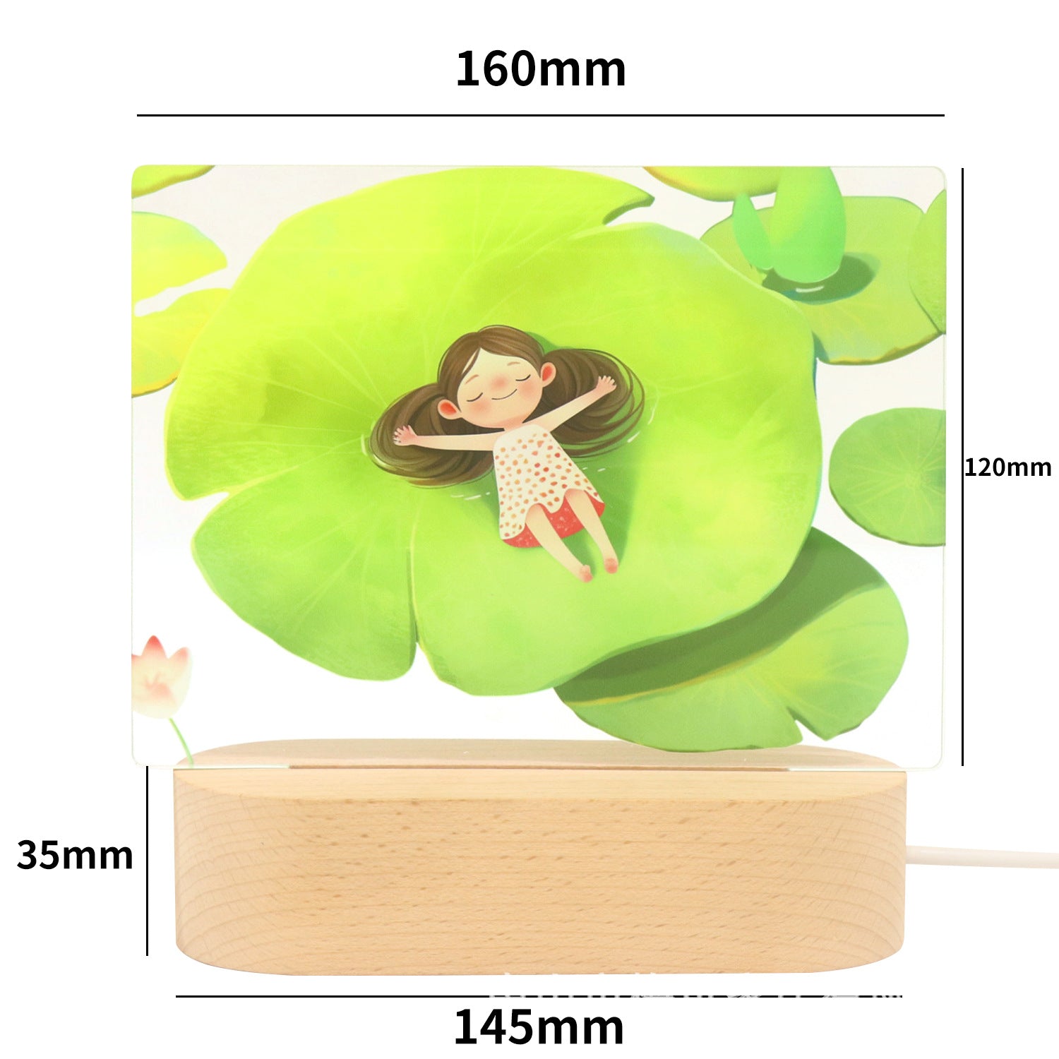 USB plug-in wooden ambient light desktop photo ornament UV printing acrylic night light warm light with sleeping bedside lamp