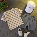 Boys' summer outfit  new arrival: baby boy short-sleeve set, summer infant and toddler boy two-piece striped casual outfit
