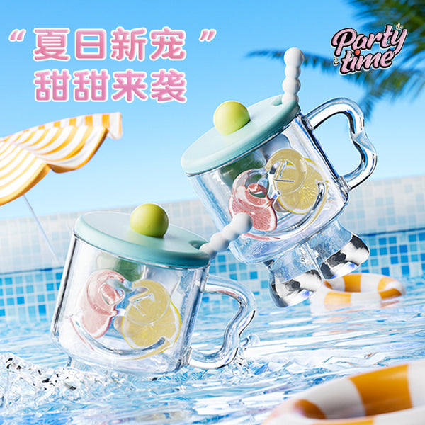 ins wind belt cover high value glass beverage juice cup drinking cup niche high foot dessert cup coffee cup
