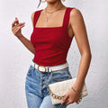 cross-border summer square neck tank top - slim fit, ruched waist, figure-flattering, versatile sleeveless top with unique design