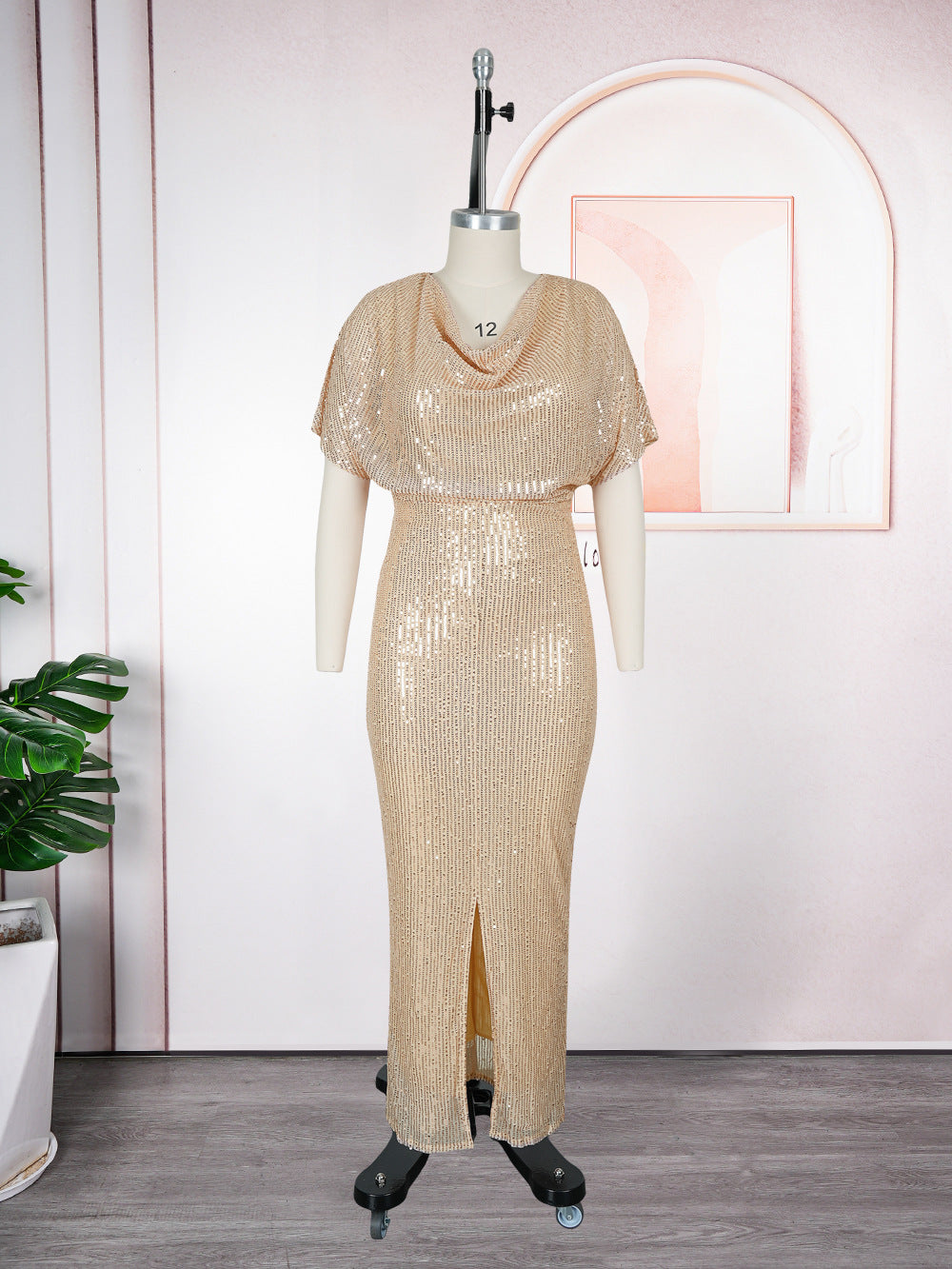 evening gown banquet dress hostess african cross-border fashion sequin plus size women's clothing european and american elegant dress