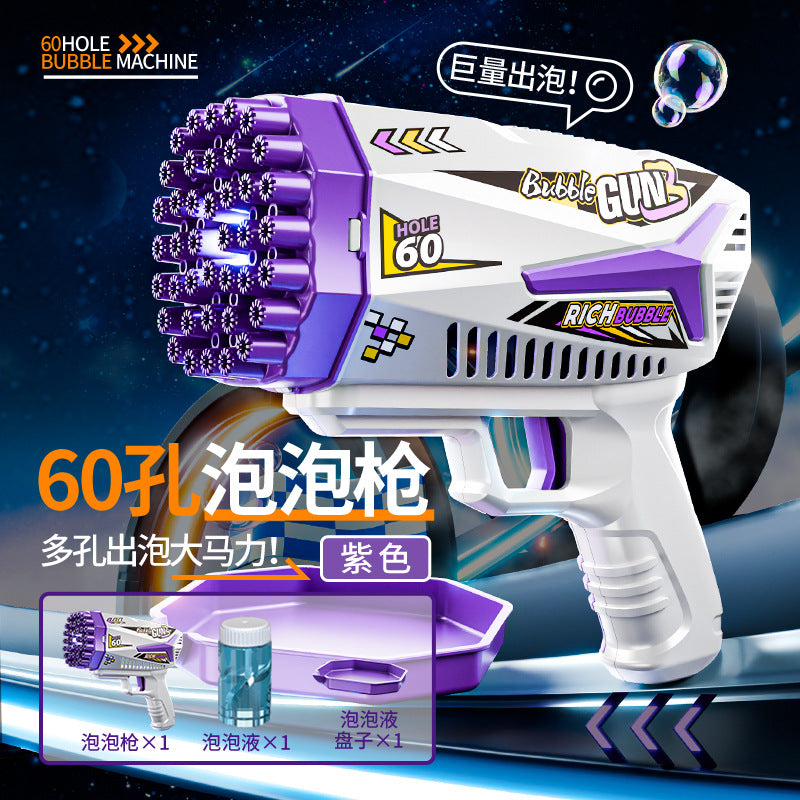 2025 new cross-border bubble machine - kids' handheld electric gatling bubble gun with 125 bubbles - trendy toy for girls