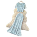 French chic lace patchwork top and skirt set - summer sweet & spicy lace slimming elegance outfit