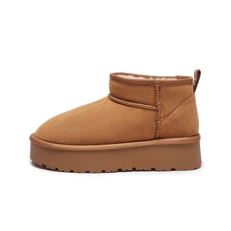 Thick sole snow boots for women winter2025new arrival stars same style fleece-linedthick waterproofplatform shoes short tube heightening cotton shoes