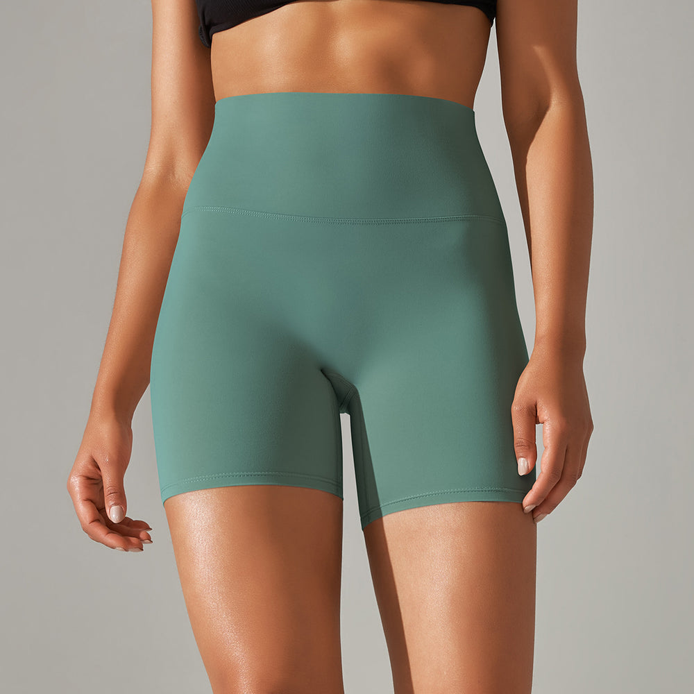 New arrival no awkward line nude high waist yoga pants women's double-sided brushed peach butt tight sports three-quarter pants
