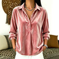 independent station fall and winterbest sellingcasualfashion women's gold velvet pure color lapel tops