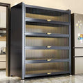 Steel kitchen storage cabinet floor-standing storage rack wall-mounted all-in-one storage cabinet waterproof moisture-proof multi-layer iron storage cabinet