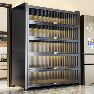 Steel kitchen storage cabinet floor-standing storage rack wall-mounted all-in-one storage cabinet waterproof moisture-proof multi-layer iron storage cabinet
