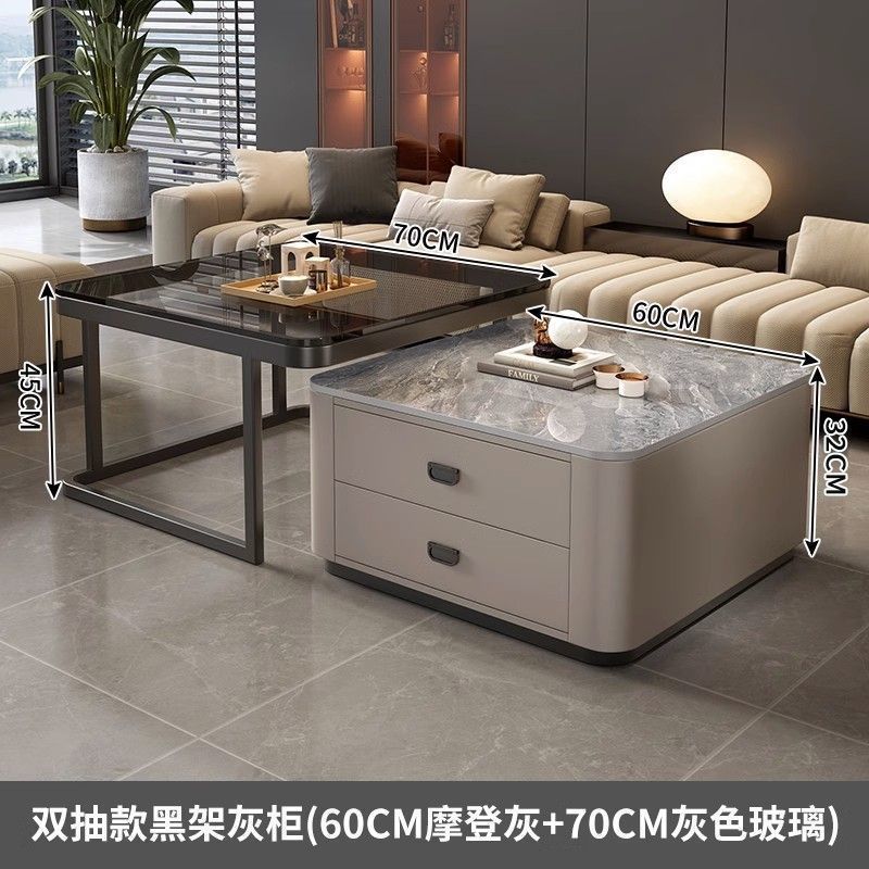 Rock slab coffee table accessible luxury modern casual square small apartment popular living room for home glass new arrival marble table