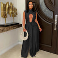 C7538 cross-border   fashion women's sexy solid color tie-up sleeveless pants set