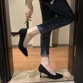 Women's high heels - spring/autumn 2023 collection: pointed-toe stiletto heels, black professional work shoes, mid-heel, college student etiquette flats