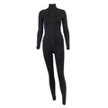 European and american cross-border  autumn solid color zip-up stand collar activewear set - trendy fashion workout yoga outfit (jacket & pants)