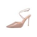 2025 spring/summer new pointed-toe nude patent leather high heels - women's stiletto strappy gorgeous executive shoes - sexy sandals