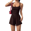 Amazon fashion cross-border  summer new style suspender women's casual chest wrap jumpsuit shorts wide leg loose