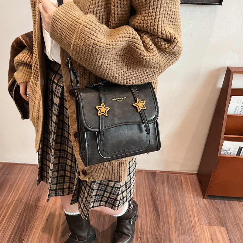 New Star Fashion College Style Multifunctional Solid Color Vintage Student School Bag Portable Travel Backpack Women's Bag