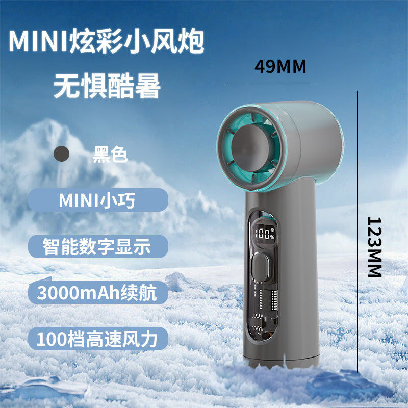 2026 new cross-border pocket fan: usb rechargeable, digital display, high airflow, small outdoor portable mini fan