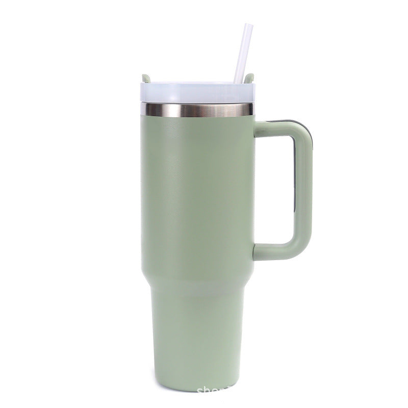 40oz 304 stainless steel large capacity insulated tumbler with handle, vacuum straw, car cup, gift water bottle, business gift