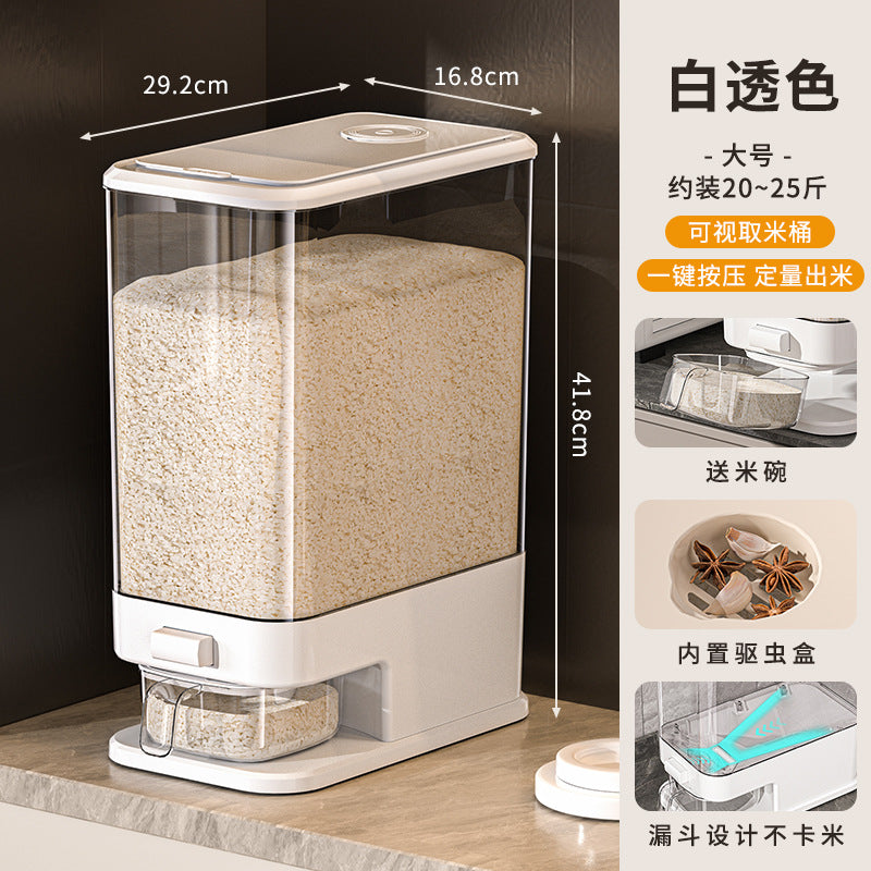 Press-type rice bucket Household insect-proof and moisture-proof sealed grain storage bucket Food grade rice box Noodle bucket Rice noodle storage container