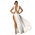 New arrivalfashion women's long skirt sexyfashion wedding evening dress deep v high slit part large swing mop long skirt
